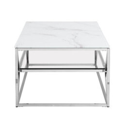 Furniture in Fashion Pocatello White Marble Effect Glass Coffee Table With Chrome Frame - thumbnail 6