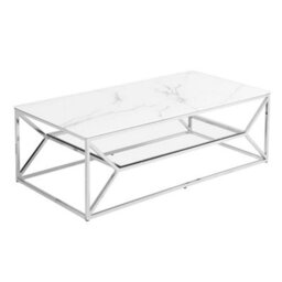 Furniture in Fashion Pocatello White Marble Effect Glass Coffee Table With Chrome Frame - thumbnail 4