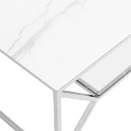 Furniture in Fashion Pocatello White Marble Effect Glass Coffee Table With Chrome Frame - thumbnail 7