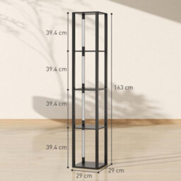 Homcom Floor Lamp For Living Room, Standing Lamp With Foot Switch, Black - thumbnail 3
