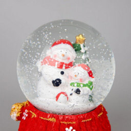 Shatchi Musical Christmas Snowglobe Large Water Ball Features Christmas Santa Snowman Scene Knitted Resin Base- 10X15Cm - thumbnail 6
