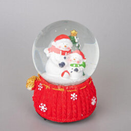 Shatchi Musical Christmas Snowglobe Large Water Ball Features Christmas Santa Snowman Scene Knitted Resin Base- 10X15Cm - thumbnail 3