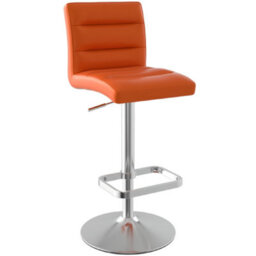 Swank Brushed Steel Kitchen Swivel Bar Stool With Faux Leather Padded Seat - Orange