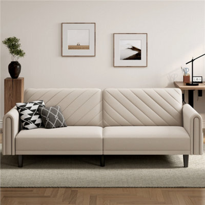 Yaheetech 3 Seater Convertible Sofa Bed For Limited Space- Beige - image 1