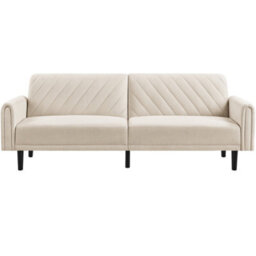 Yaheetech 3 Seater Convertible Sofa Bed For Limited Space- Beige - thumbnail 3