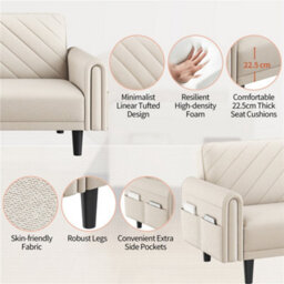 Yaheetech 3 Seater Convertible Sofa Bed For Limited Space- Beige - thumbnail 5