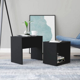 Berkfield Contemporary Coffee Table Set Black 48X30X45 Cm Engineered Wood - thumbnail 2