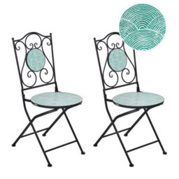 Beliani Set Of 2 Garden Chairs Anapo Folding Metal Black - thumbnail 1