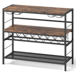 104 Cm Wine Rack Freestanding Wine Bar Table W/4Glass Holders - thumbnail 5
