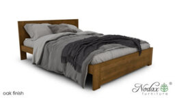 Nodax Double Bed Frame, F11, Solid Pine Wood, Easy Assembly, Sturdy Slats & Extra Support Legs, 4Ft 6In, Oak Finish - thumbnail 2