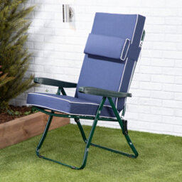 Alfresia Recliner Garden Chair, Green Frame With Blue Luxury Cushion - thumbnail 3