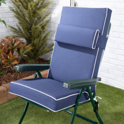Alfresia Recliner Garden Chair, Green Frame With Blue Luxury Cushion - thumbnail 2