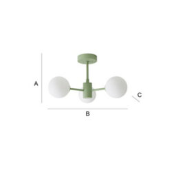 Valuelights Marlow Sage Green 3 Way Ceiling Light With White Frosted Glass Globe Lampshades - Led Bulbs Included - thumbnail 9