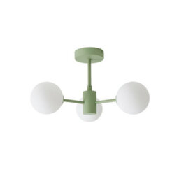 Valuelights Marlow Sage Green 3 Way Ceiling Light With White Frosted Glass Globe Lampshades - Led Bulbs Included - thumbnail 8