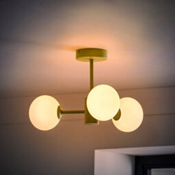 Valuelights Marlow Sage Green 3 Way Ceiling Light With White Frosted Glass Globe Lampshades - Led Bulbs Included - thumbnail 3