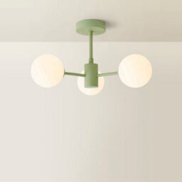 Valuelights Marlow Sage Green 3 Way Ceiling Light With White Frosted Glass Globe Lampshades - Led Bulbs Included - thumbnail 4