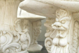 White Stone Cast Oval Garden Table With Chairs - thumbnail 4
