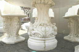 White Stone Cast Oval Garden Table With Chairs - thumbnail 5