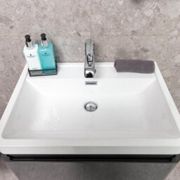 Plum&clay Marvel Gloss Dark Grey Floor Standing Bathroom Vanity Unit With Resin Basin (W)600mm - thumbnail 6