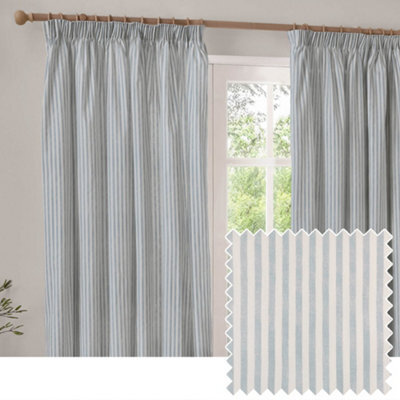 Yard Hebden Striped Cotton Pencil Pleat Curtains, Mineral Blue, (W) 168 X (D) 183Cm - image 1