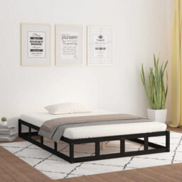 Berkfield Bed Frame Black 160X200 Cm Solid Wood - thumbnail 1