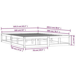 Berkfield Bed Frame Black 160X200 Cm Solid Wood - thumbnail 9