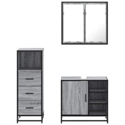 Berkfield 3 Piece Bathroom Furniture Set Grey Sonoma Engineered Wood - thumbnail 5