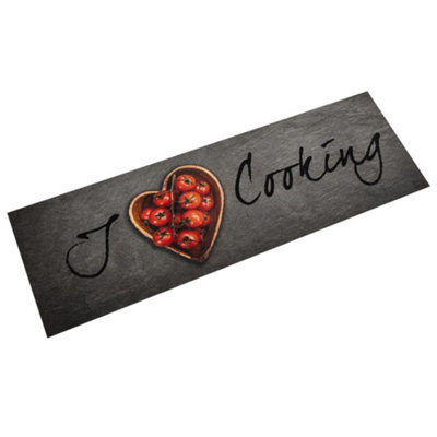 Berkfield Kitchen Rug Washable Cooking Text 45X150 Cm Velvet - image 1