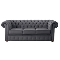Chesterfield 3 Seater Shelly Burnt Oak Leather Sofa Bespoke In Classic Style - thumbnail 1