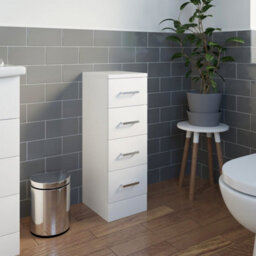 Affine White Bathroom Vanity Unit Tall Cabinet Storage Drawer Basin Sink Toilet Gloss - thumbnail 4