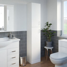 Affine White Bathroom Vanity Unit Tall Cabinet Storage Drawer Basin Sink Toilet Gloss - thumbnail 3