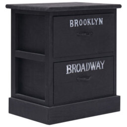 Berkfield Elegant Nightstand Black 38X28X45 Cm Paulownia Wood - thumbnail 2