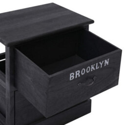 Berkfield Elegant Nightstand Black 38X28X45 Cm Paulownia Wood - thumbnail 5