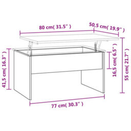 Vidaxl Coffee Table Smoked Oak 80X50.5X41.5 Cm Engineered Wood - thumbnail 9