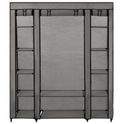 Walplus Wardrobe With Compartments And Rods Grey 150X45X176 Cm Fabric - thumbnail 2