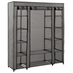 Walplus Wardrobe With Compartments And Rods Grey 150X45X176 Cm Fabric - thumbnail 1