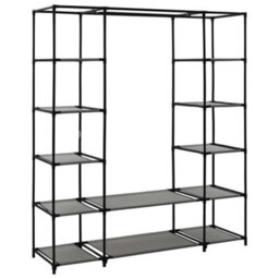 Walplus Wardrobe With Compartments And Rods Grey 150X45X176 Cm Fabric - thumbnail 5