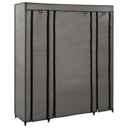 Walplus Wardrobe With Compartments And Rods Grey 150X45X176 Cm Fabric - thumbnail 4