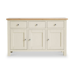 Farro Cream Large Sideboard Fully Assembled - Painted With Oak Top By Roseland Furniture - thumbnail 3
