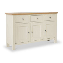 Farro Cream Large Sideboard Fully Assembled - Painted With Oak Top By Roseland Furniture
