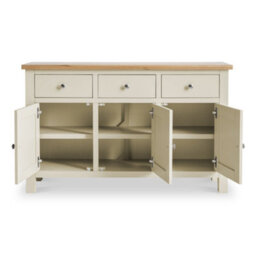 Farro Cream Large Sideboard Fully Assembled - Painted With Oak Top By Roseland Furniture - thumbnail 4