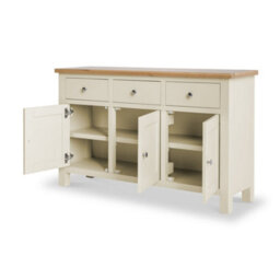 Farro Cream Large Sideboard Fully Assembled - Painted With Oak Top By Roseland Furniture - thumbnail 6