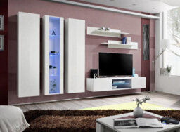 "Arte Fly P4 310Cm White Gloss Showcase Media Wall - Dream Led Entertainment Unit For Tvs Up To 60"""