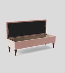 180Cm Safar Ottoman Bench With Storage And Turned Wooden Legs- Plush Velvet Shoes Bench - Pink Chesterfield Storage Bench - thumbnail 2