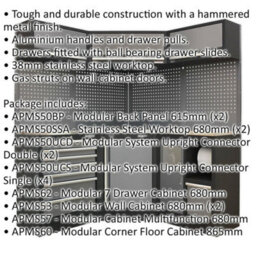 All-In-One 1.6M Garage Corner Storage System - Modular - Stainless Steel Worktop - thumbnail 2