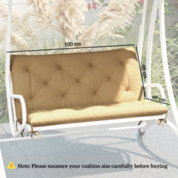Outsunny 2 Seater Garden Bench Cushion Outdoor Seat Pad With Ties Khaki - thumbnail 3