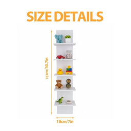 5-Tier Vertical Floating Wall Shelf Storage Bookcase - thumbnail 2