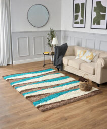 "Bravich Teal Wave Geometric Shaggy Rug 160 X 230Cm (5'3"" X 7'7"")" - thumbnail 3