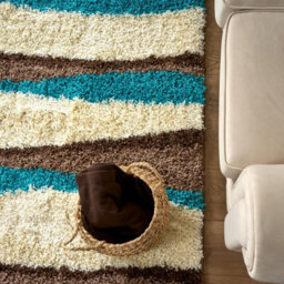"Bravich Teal Wave Geometric Shaggy Rug 160 X 230Cm (5'3"" X 7'7"")" - thumbnail 4