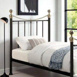 OAT Home Hampstead Traditional Black & Polished Brass Single Metal Bed Frame - thumbnail 3